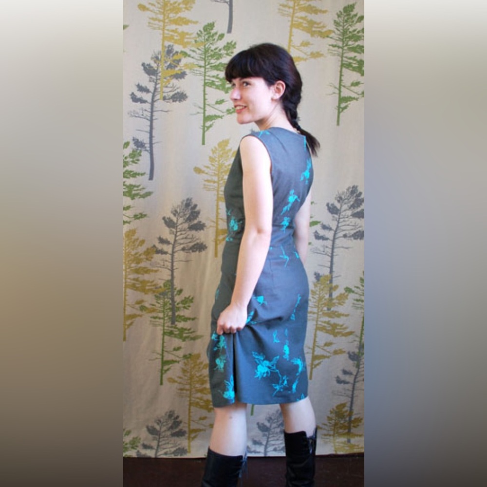 Smoking Lily Grey Stretch Linen Dress Sleeveless